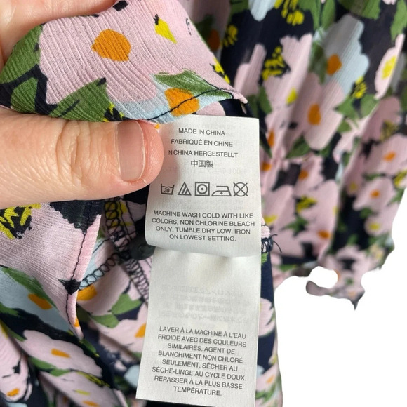 J. Crew Mercantile Drapey Floral Tie-Front Dress in Blue/Purple Size XS - Picture 13 of 15